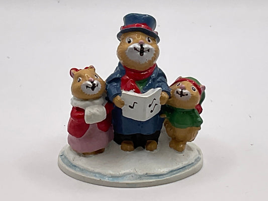 Avon Gift Collection Vintage Forest Friends Caroling Trio Mini Figurine Christmas Holiday Decoration Decor with Original Box