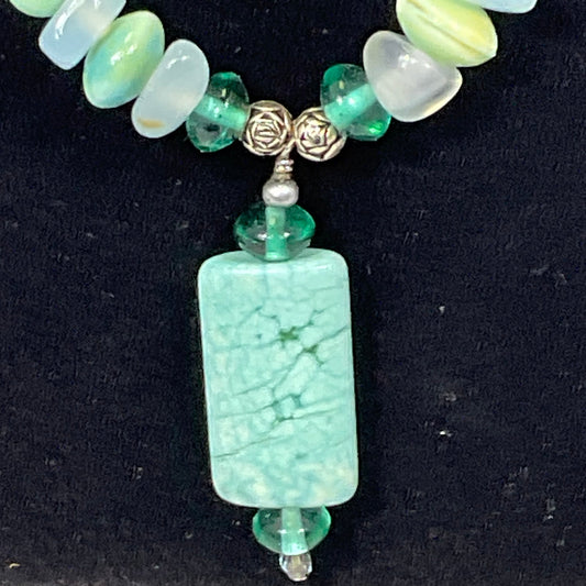Turquoise Teal Stone Beaded Fashion Necklace
