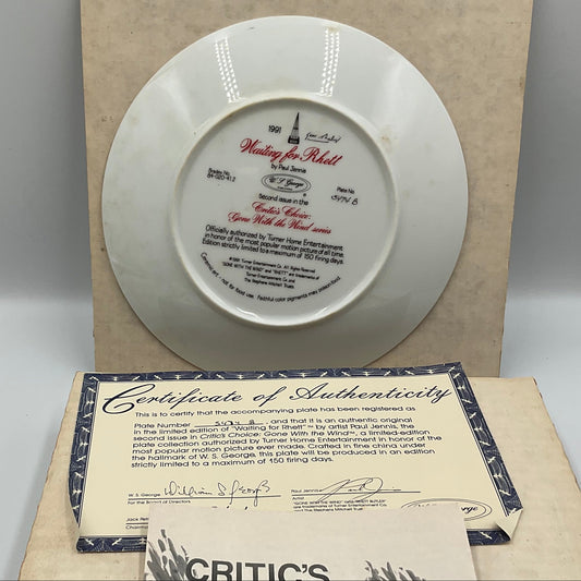 W.L. George Bradford Exchange Limited Edition Waiting for Rhett 1991 with Box and COA
