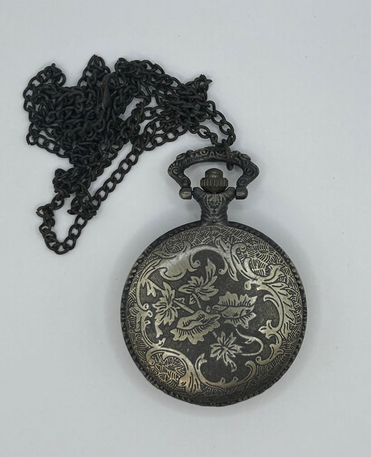 Vintage Railroad Pocket Watch Antique Case Brass Quartz Movement Steam Engine Train Image