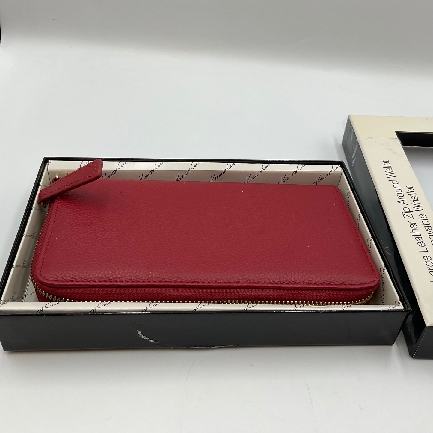 New in Box Kenneth Cole Red Large Zip Around Wallet with Removable Wristlet