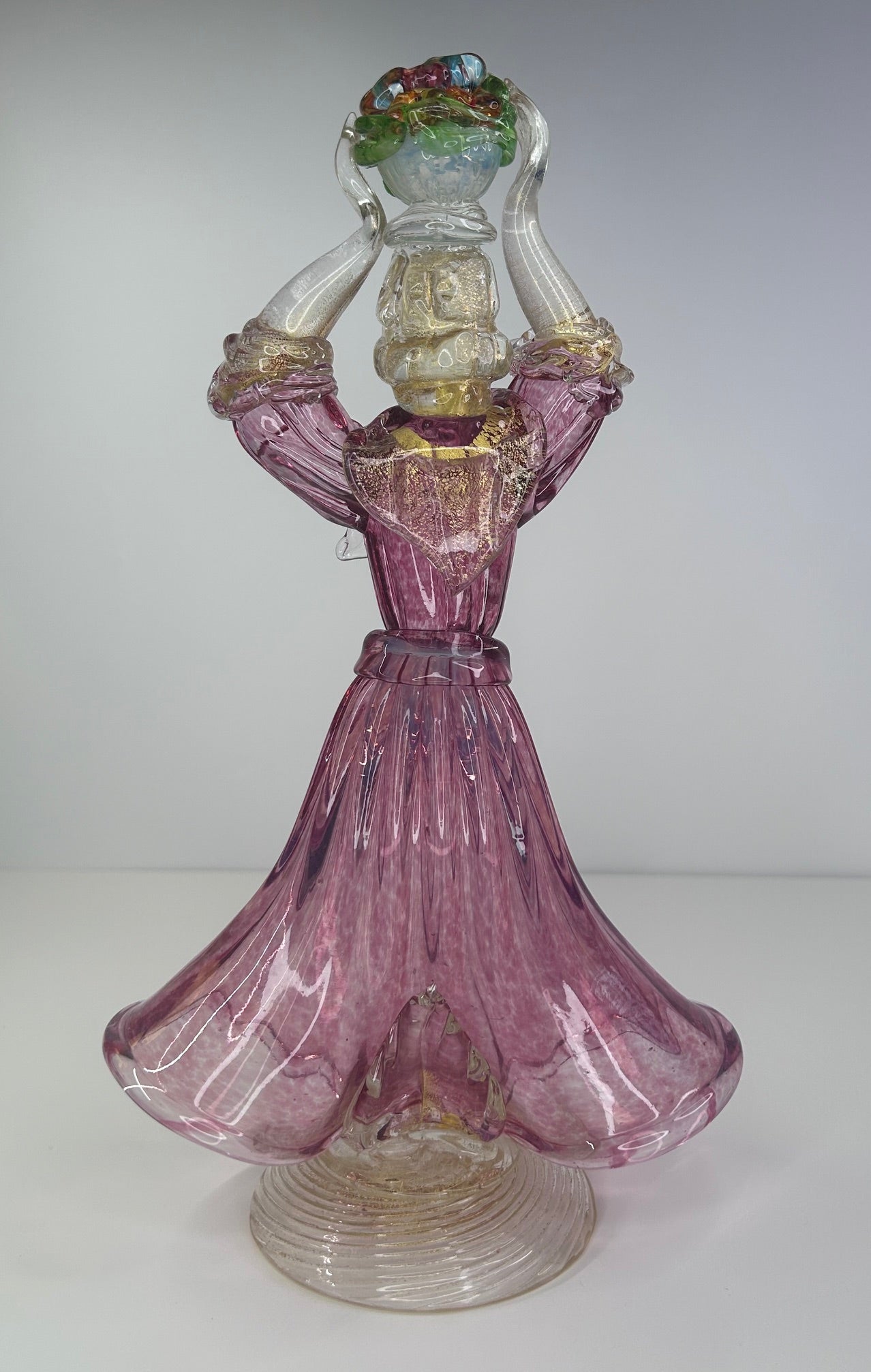 Ercole Barovier Vintage 1930s-1960s Murano Glass Venetian Woman With Fruit Basket on Head