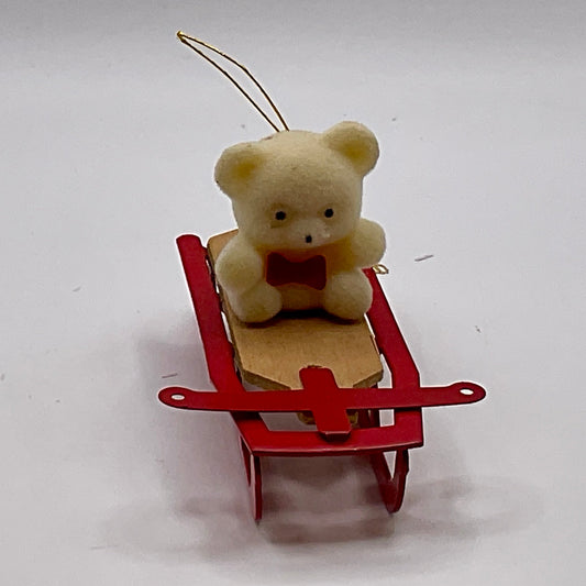 Avon Sled Teddy Bear Vintage Ornament in Original Box