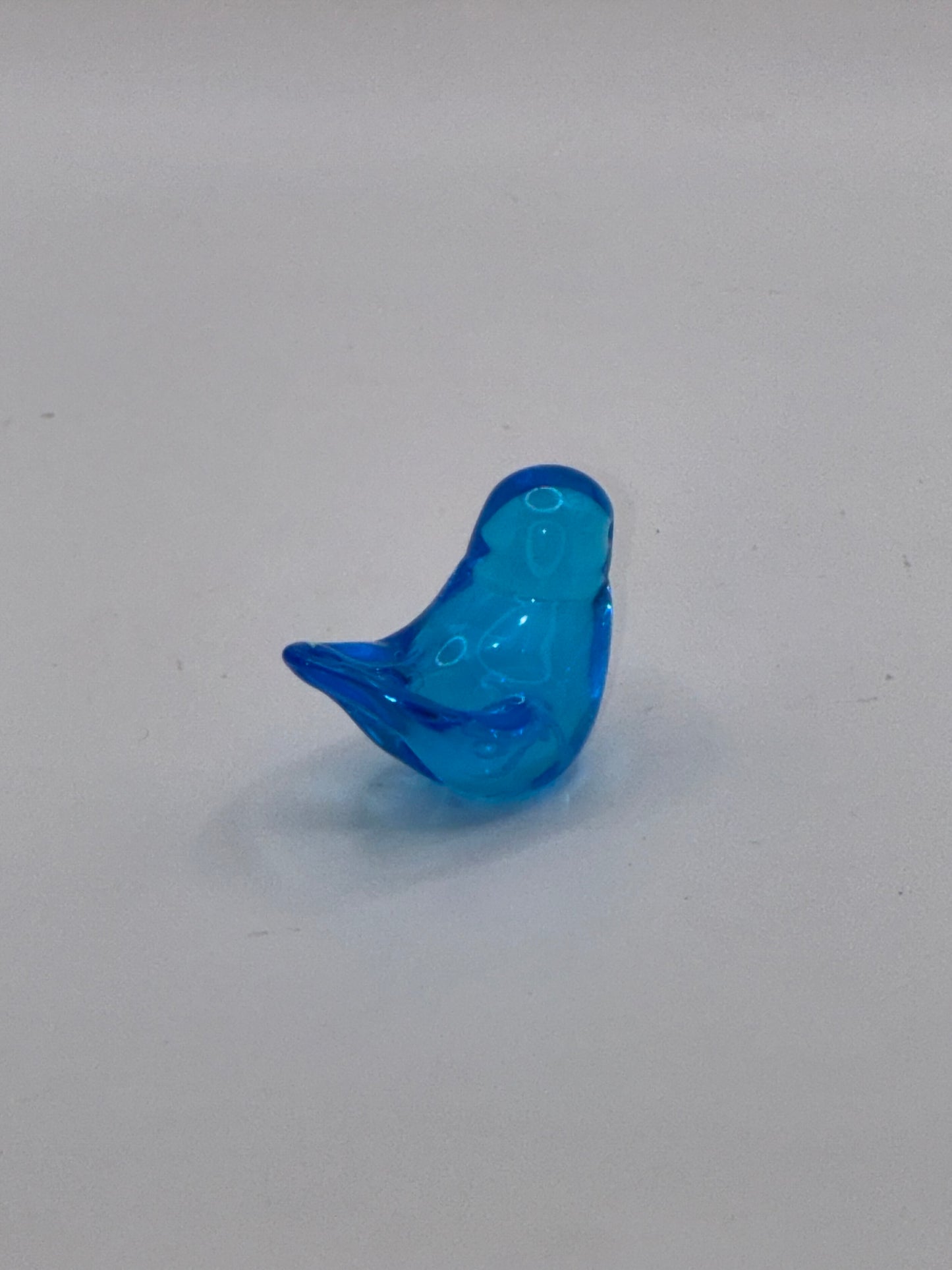 Handmade Miniature Artisan Bright Blue Mini 1 Inch Glass Bird
