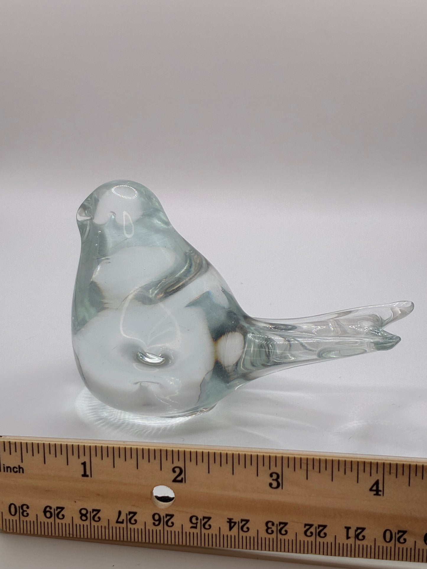 Handmade Artisan Clear Glass Bird Figurine Collectible Art Decor