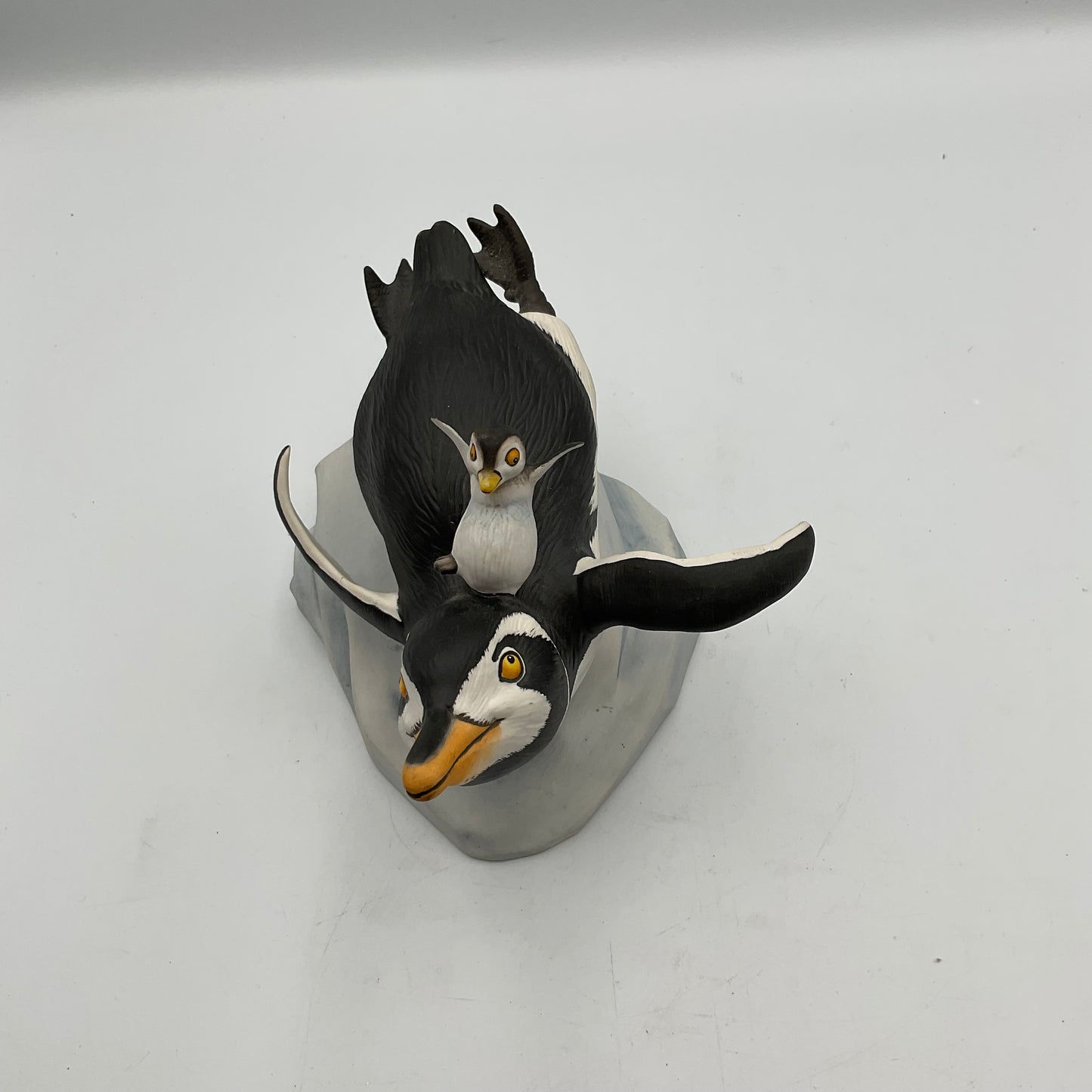 "Whee!" Vintage 1989 Franklin Mint Hand Painted Porcelain Penguins