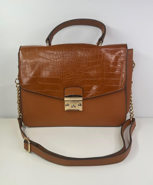 IMAN Women's Global Chic Caramel Brown and Floral Shoulder Handbag Interchangeable Top