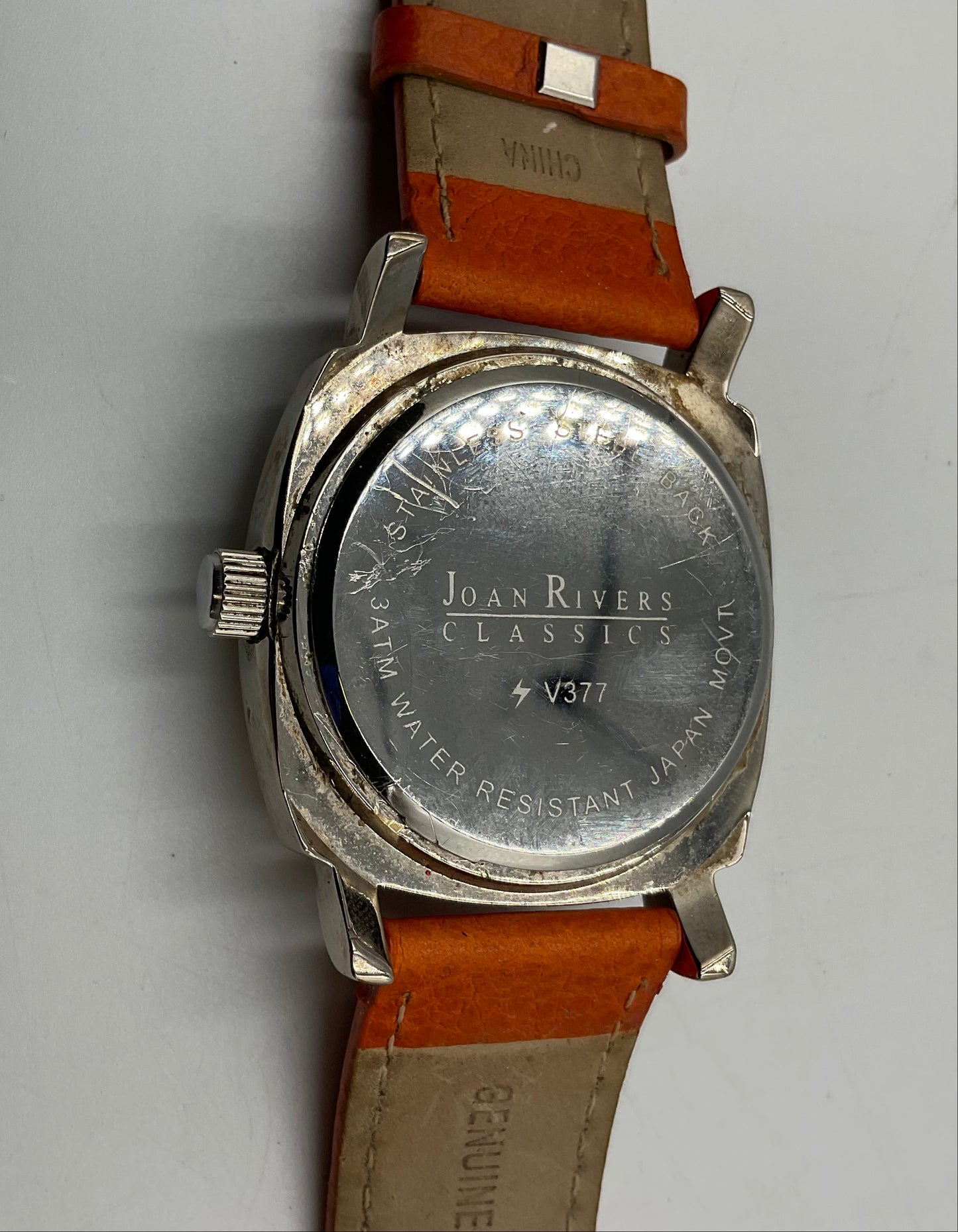 Joan Rivers Classic Watch Blue Face Orange Leather Band New Battery