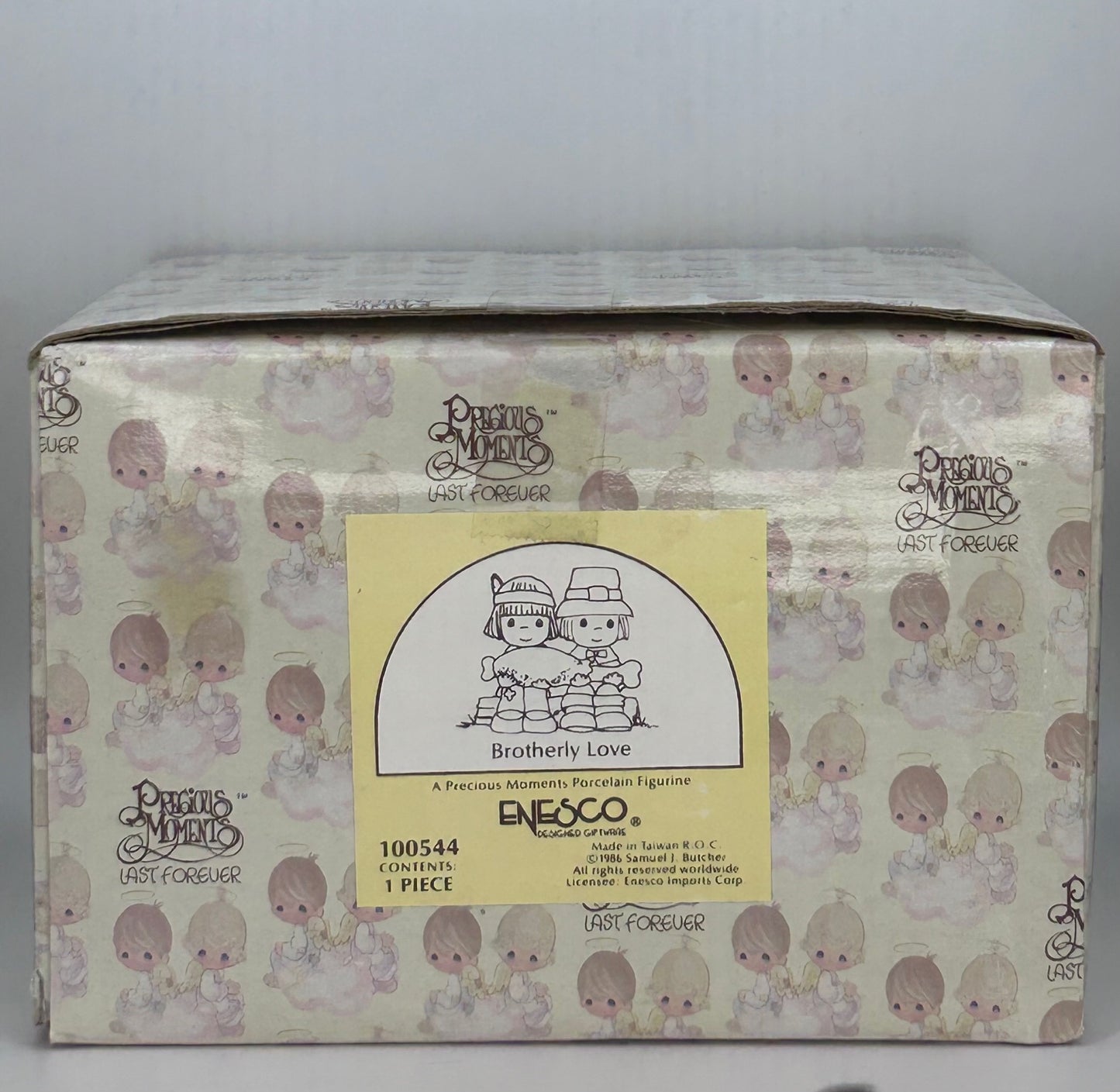 Precious Moments Vintage 1986 Brotherly Love Painted Porcelain Collectible Figurine Original Box Mint