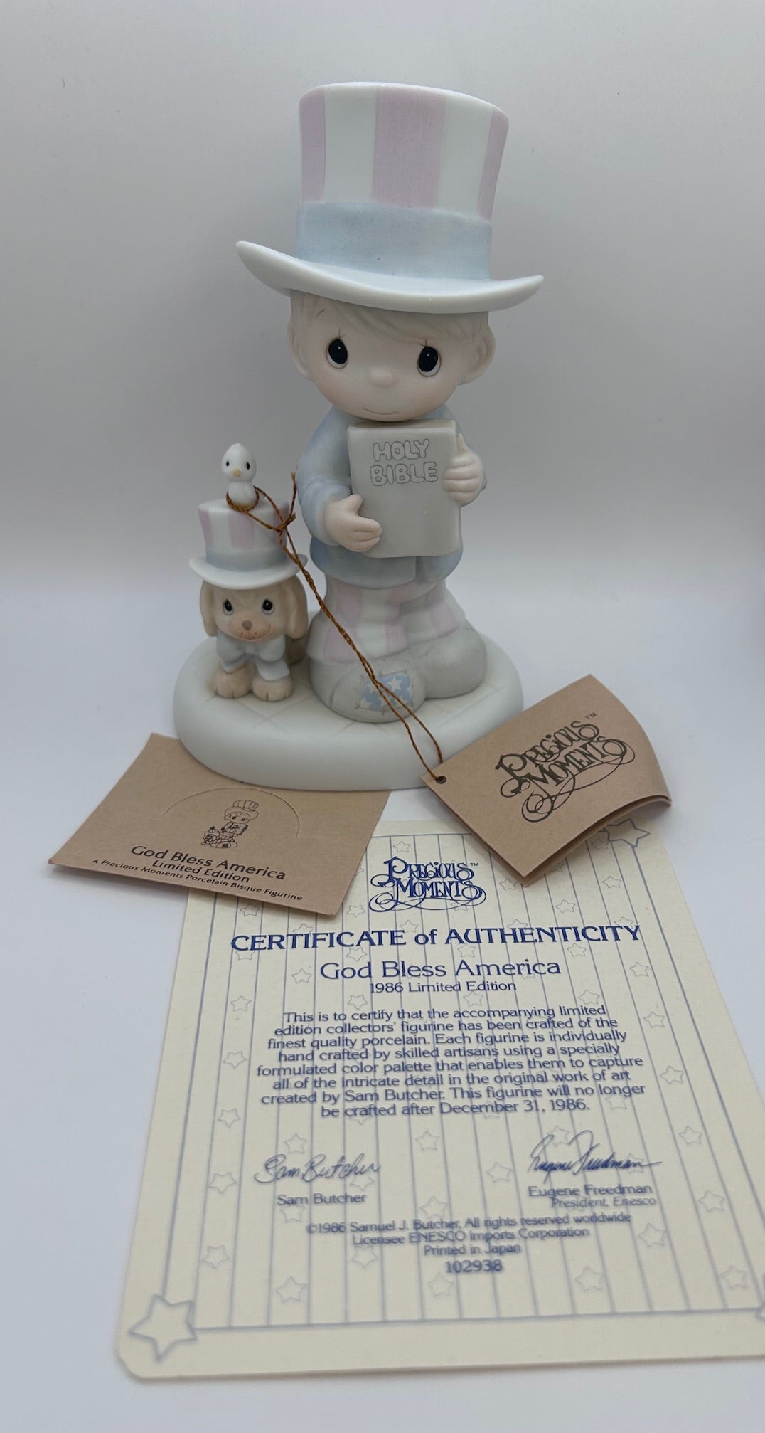 Precious Moments Vintage 1986 Limited Edition God Bless America New in Box Mint