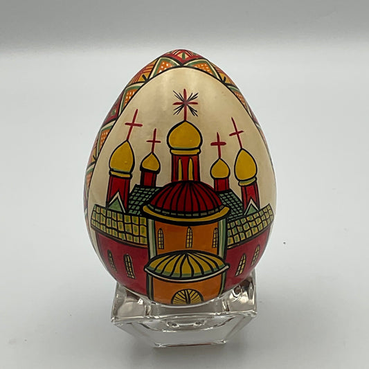 Hand Painted Vintage Russian Wooden Egg Original Artwork
