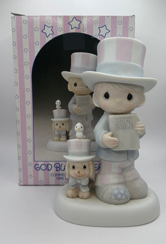 Precious Moments Vintage 1986 Limited Edition God Bless America New in Box Mint