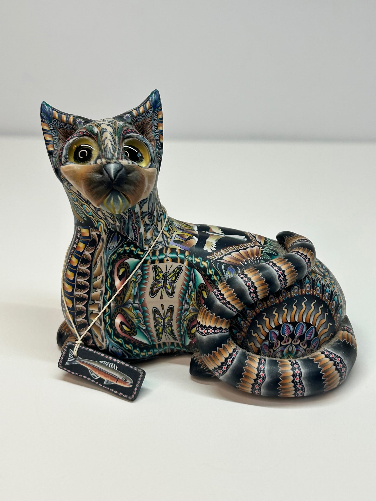 Jon Stuart Anderson Artist Polymer Clay Cat Figurine Feline Handmade Sculpture Art