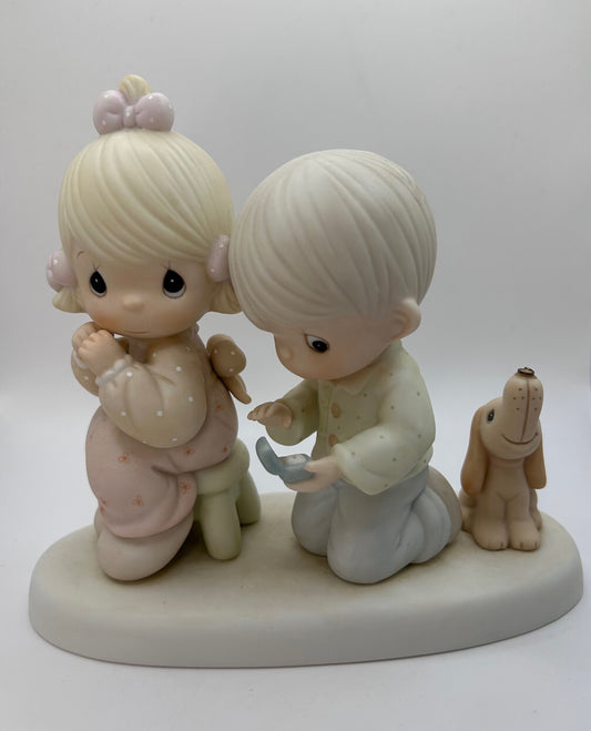 Precious Moments Vintage 1987 With This Ring, I... Hand-Painted Porcelain Figurine Collectible Original Box