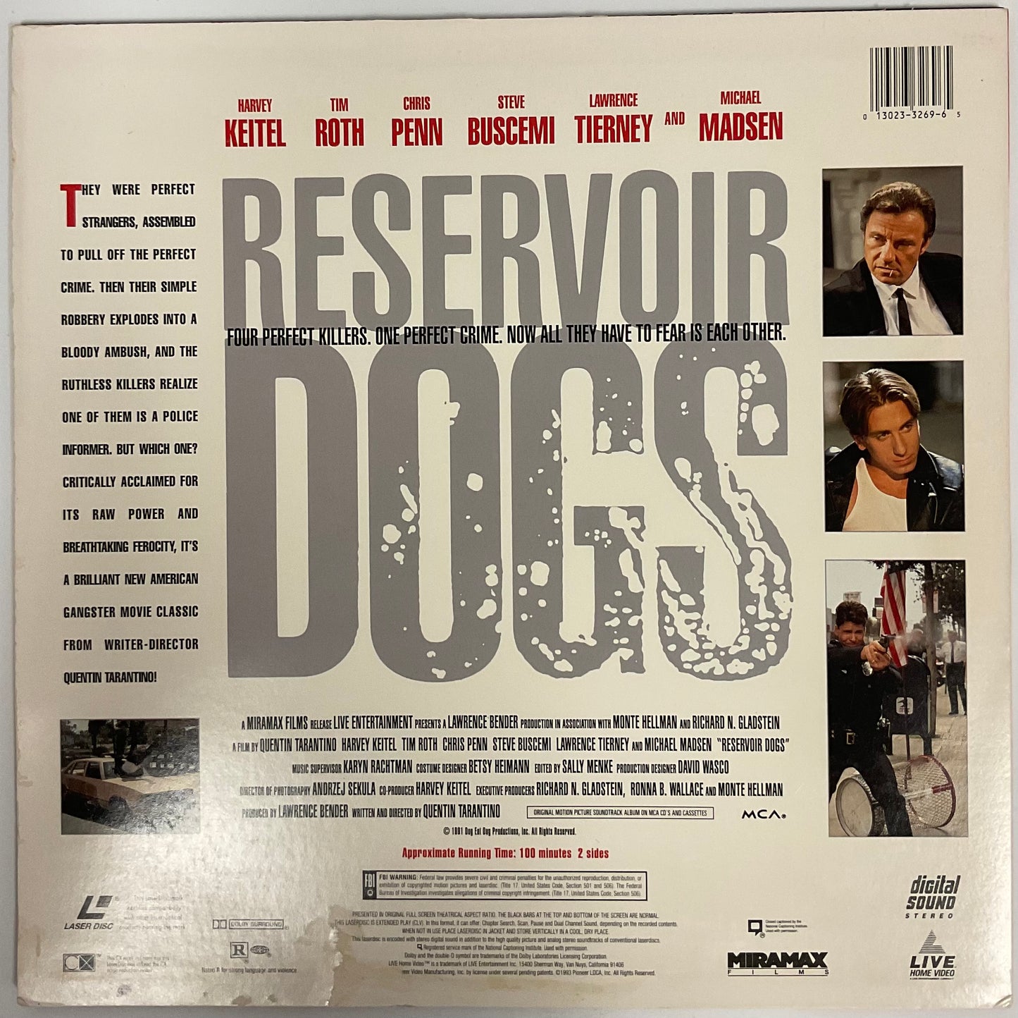 Reservoir Dogs 1991 Mirimax Films Laser Disc Movie