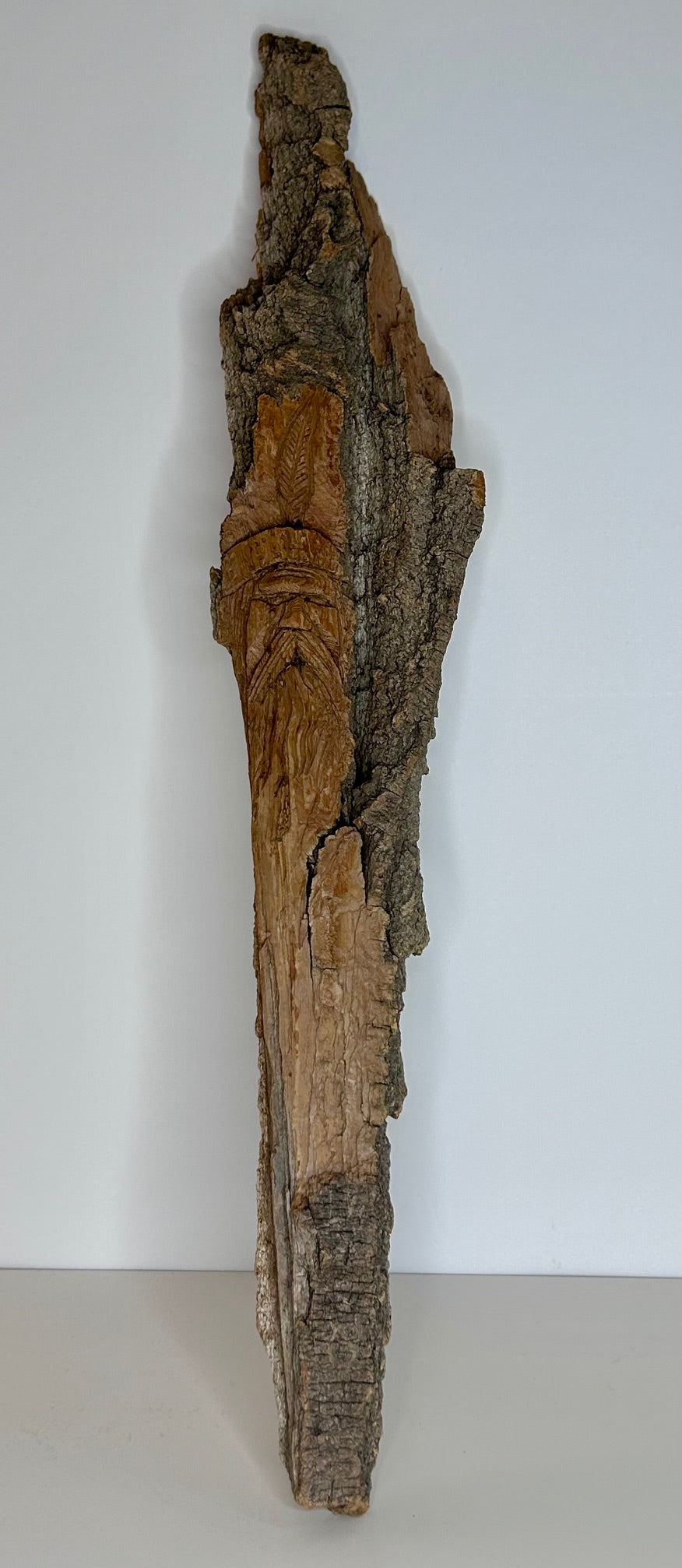 Hand Carved Natural Wood Bearded Man Portrait