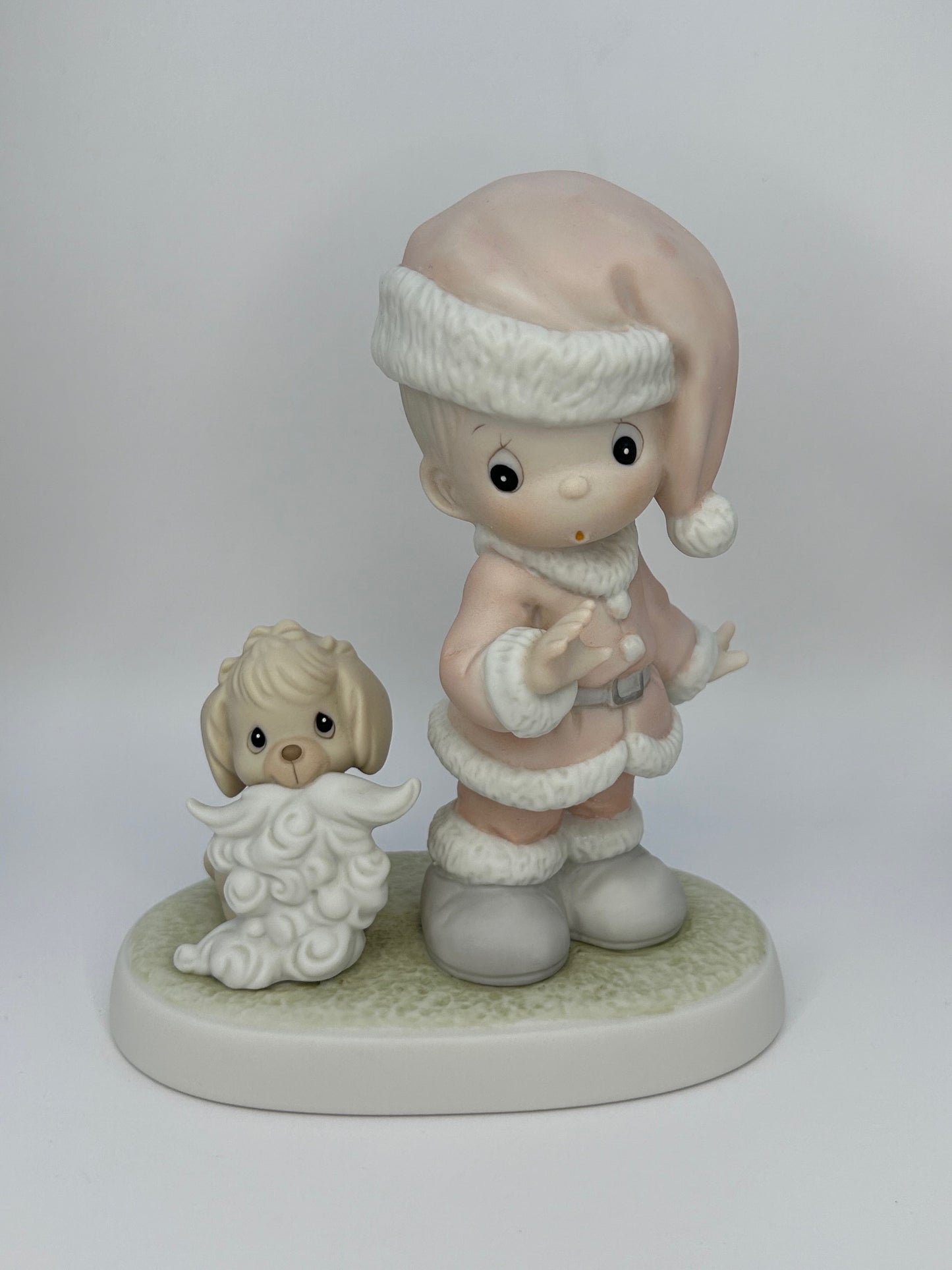 Precious Moments Vintage 1992 Wishing You a Ho Ho Ho Hand Painted Porcelain Collectible Figurine Original Box Mint