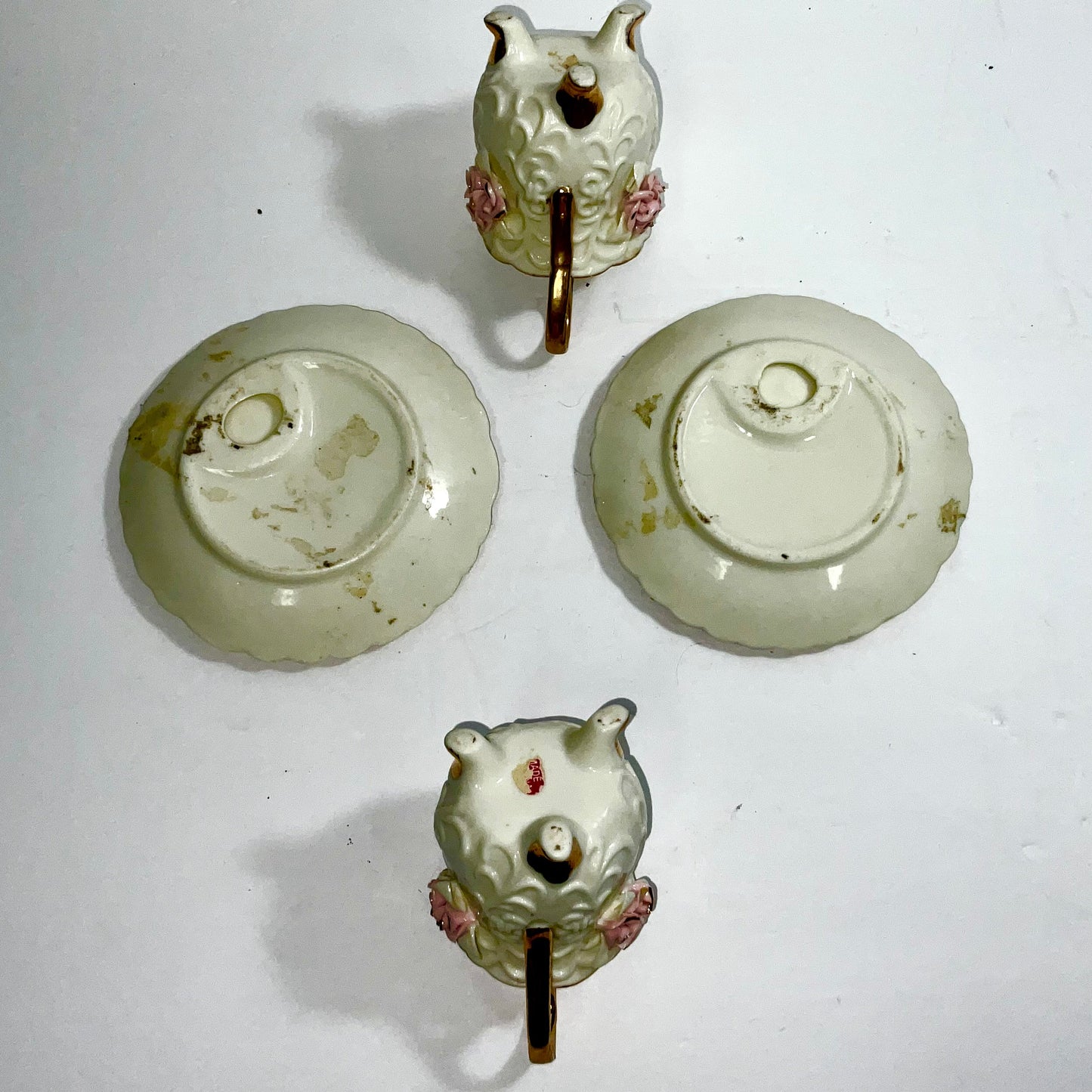 Golden Pink Rose Tea Cup Set