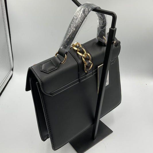 Badgley Mischka Monogram Black Studded Satchel Handbag Goldtone Hardware New with Tags NWT
