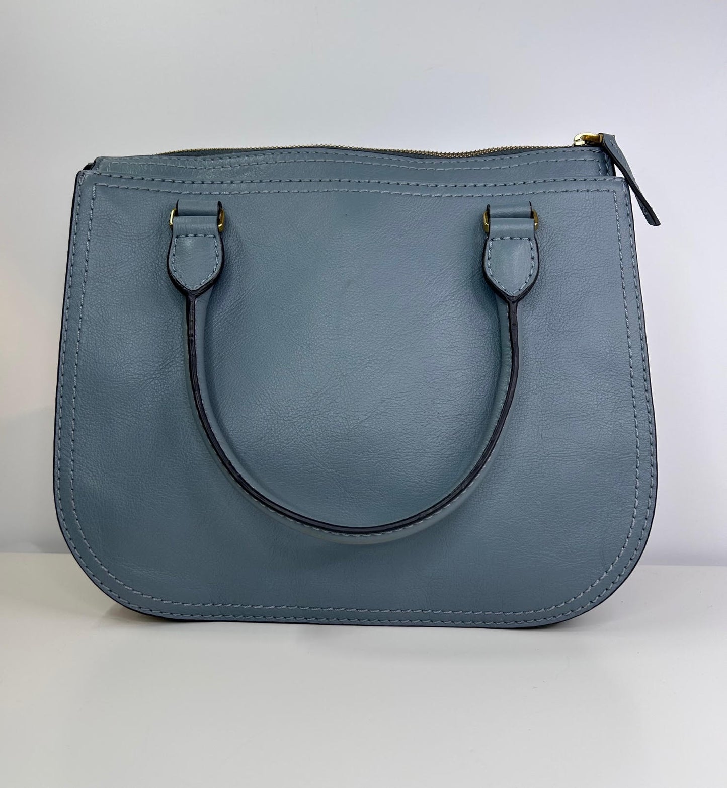 Fossil Ryder Horizon Blue Leather Satchel Handbag with Shoulder Strap
