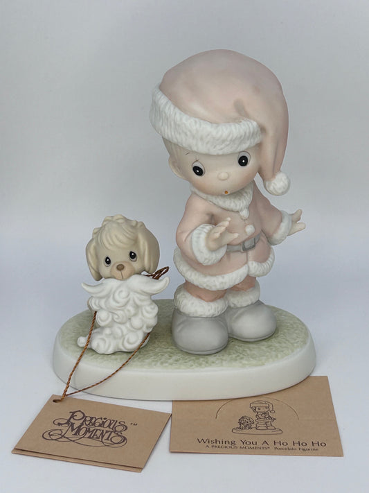 Precious Moments Vintage 1992 Wishing You a Ho Ho Ho Hand Painted Porcelain Collectible Figurine Original Box Mint