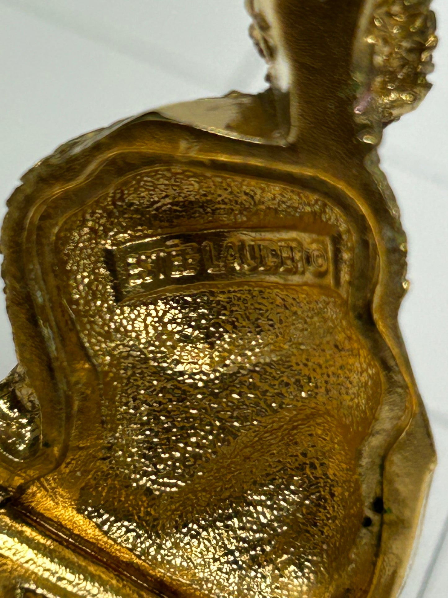 Estee Lauder Vintage 1990s Dazzling Solid Gold-Tone Petite French Poodle Dog Perfume Compact Empty