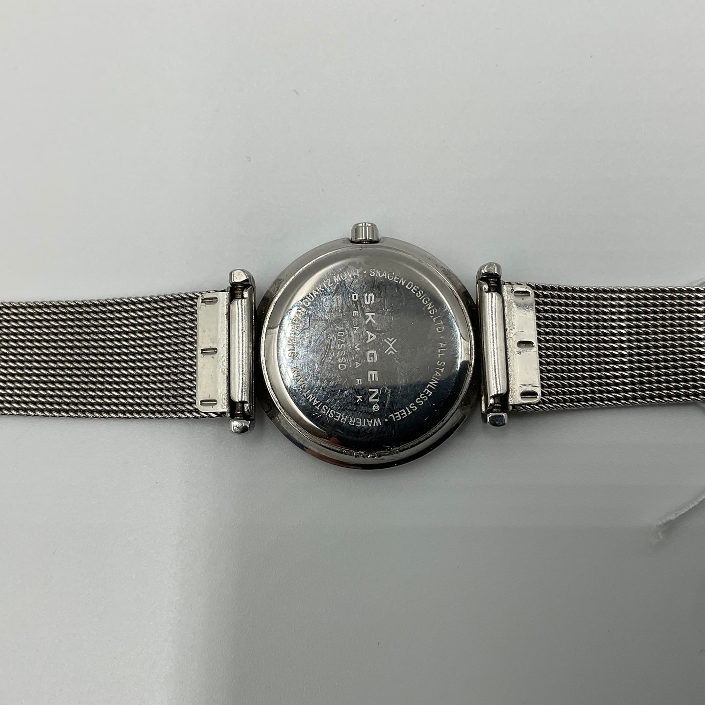 Skagen Steel Denmark Ladies Stainless Steel Mesh Bracelet Crystal Markers Watch