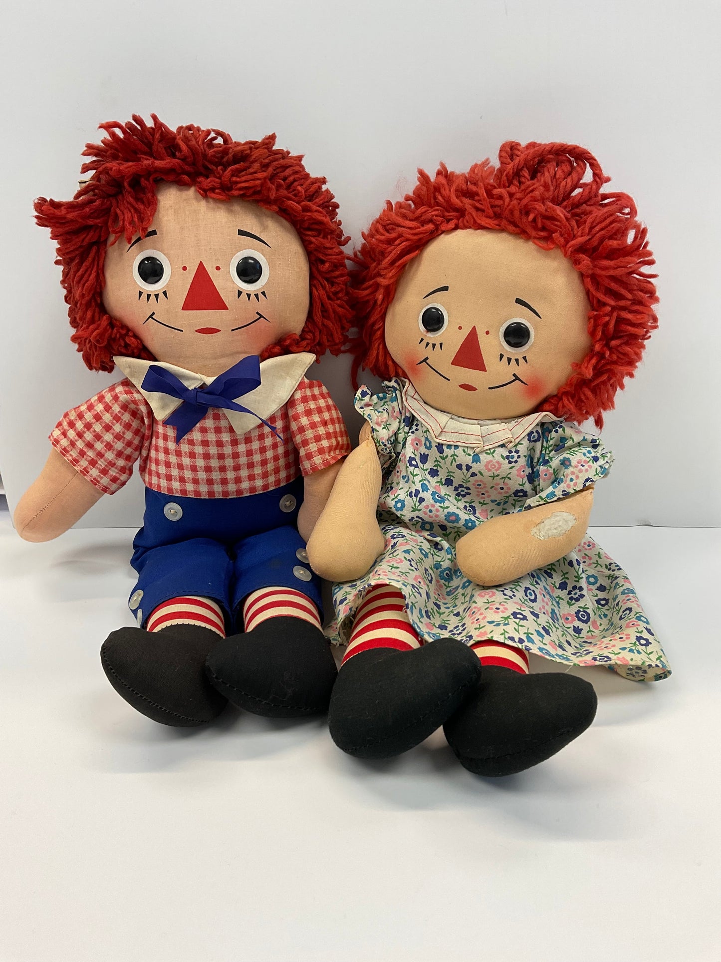 Raggedy Anne & Andy Vintage Stuffed Dolls Pair