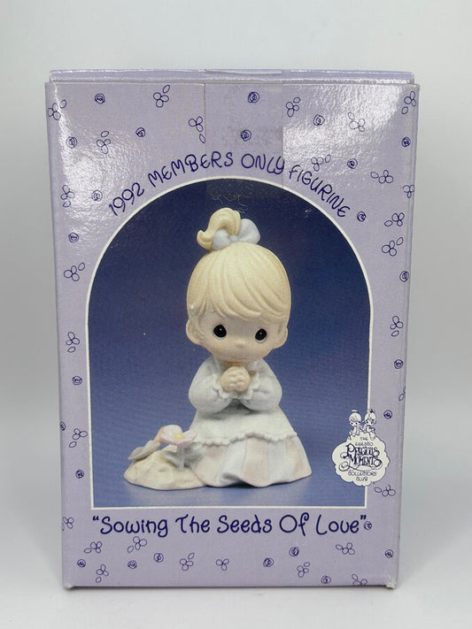 Precious Moments Vintage 1992 Sowing the Seeds of Love Hand Painted Porcelain Collectible Figurine Original Box Mint