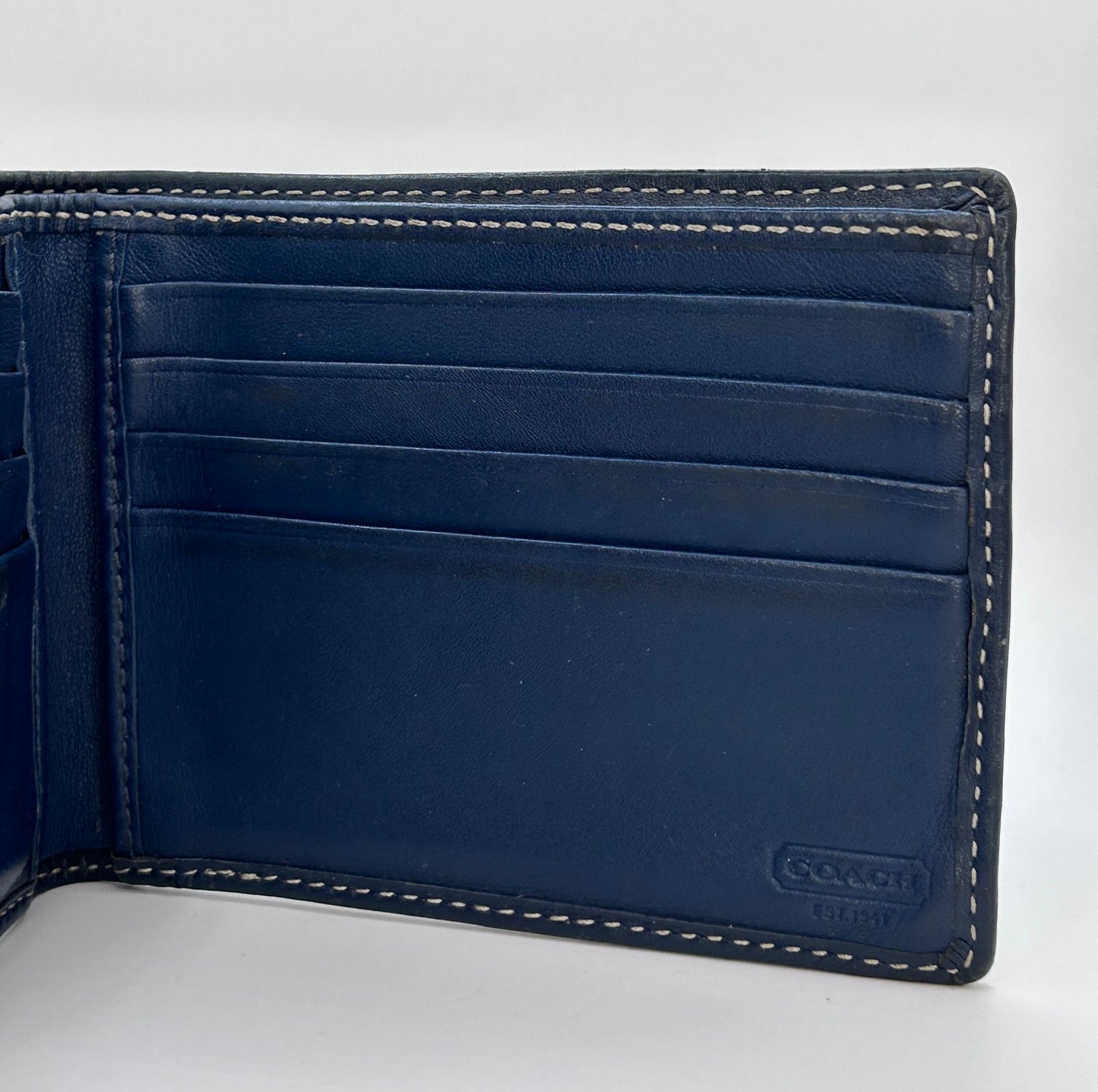Coach Genuine Leather Blue Signature Wallet