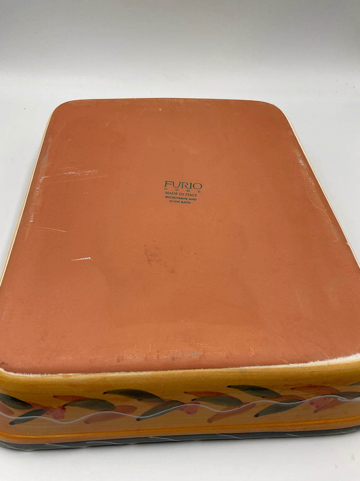 Furio Made in Italy Hand Painted Ceramic Rectangular Baking Serving Dish