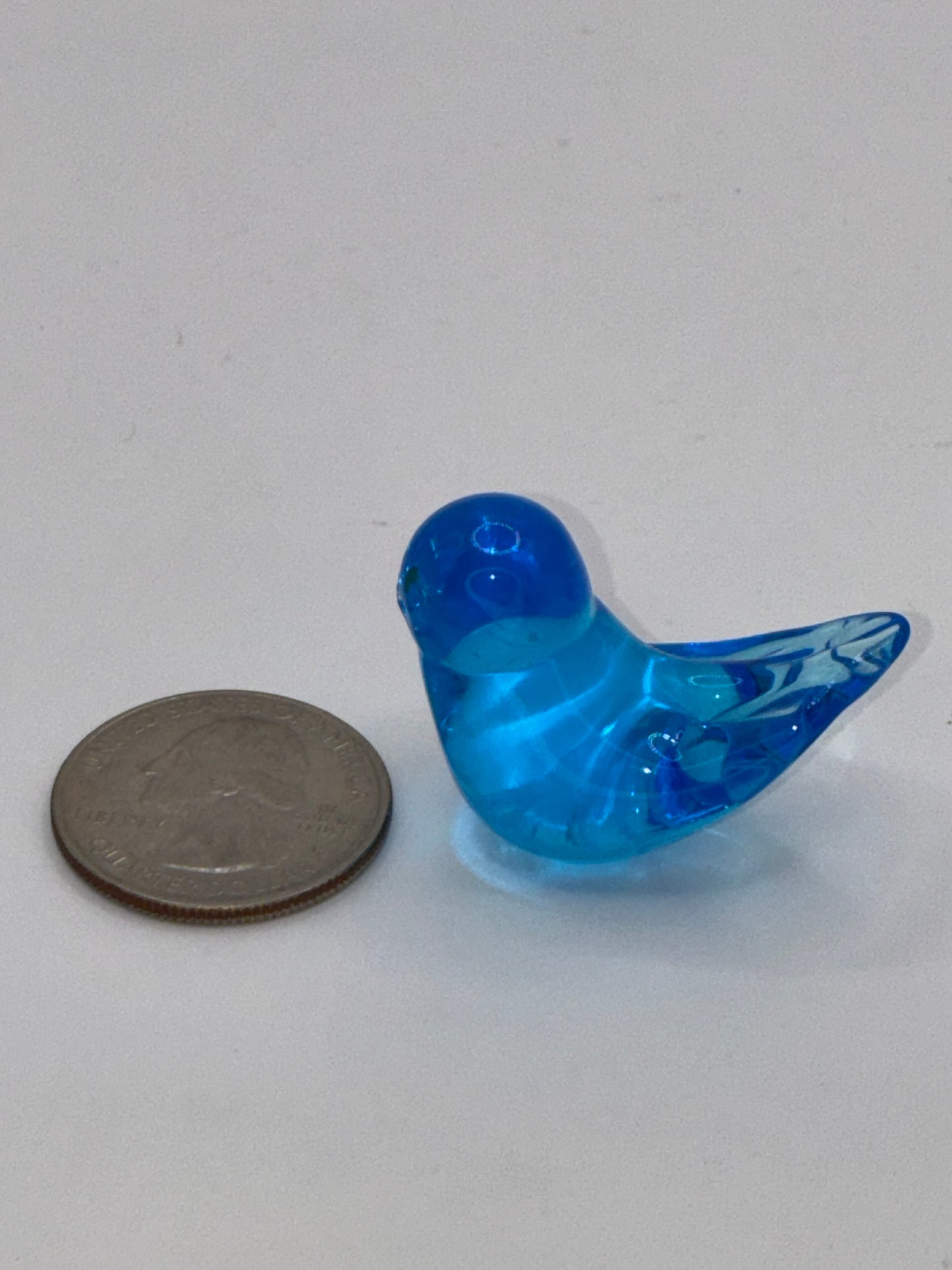 Handmade Miniature Artisan Bright Blue Mini 1 Inch Glass Bird