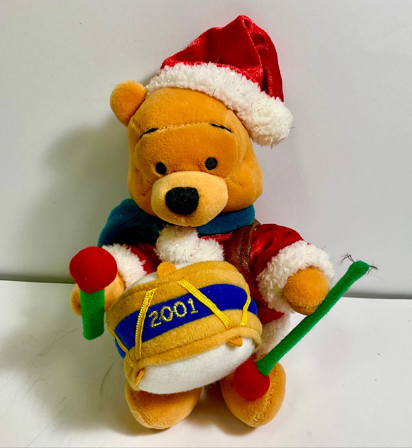 Winnie the Pooh Christmas Drummer Vintage 2001 7 Inch Plush Doll Disney Collectible