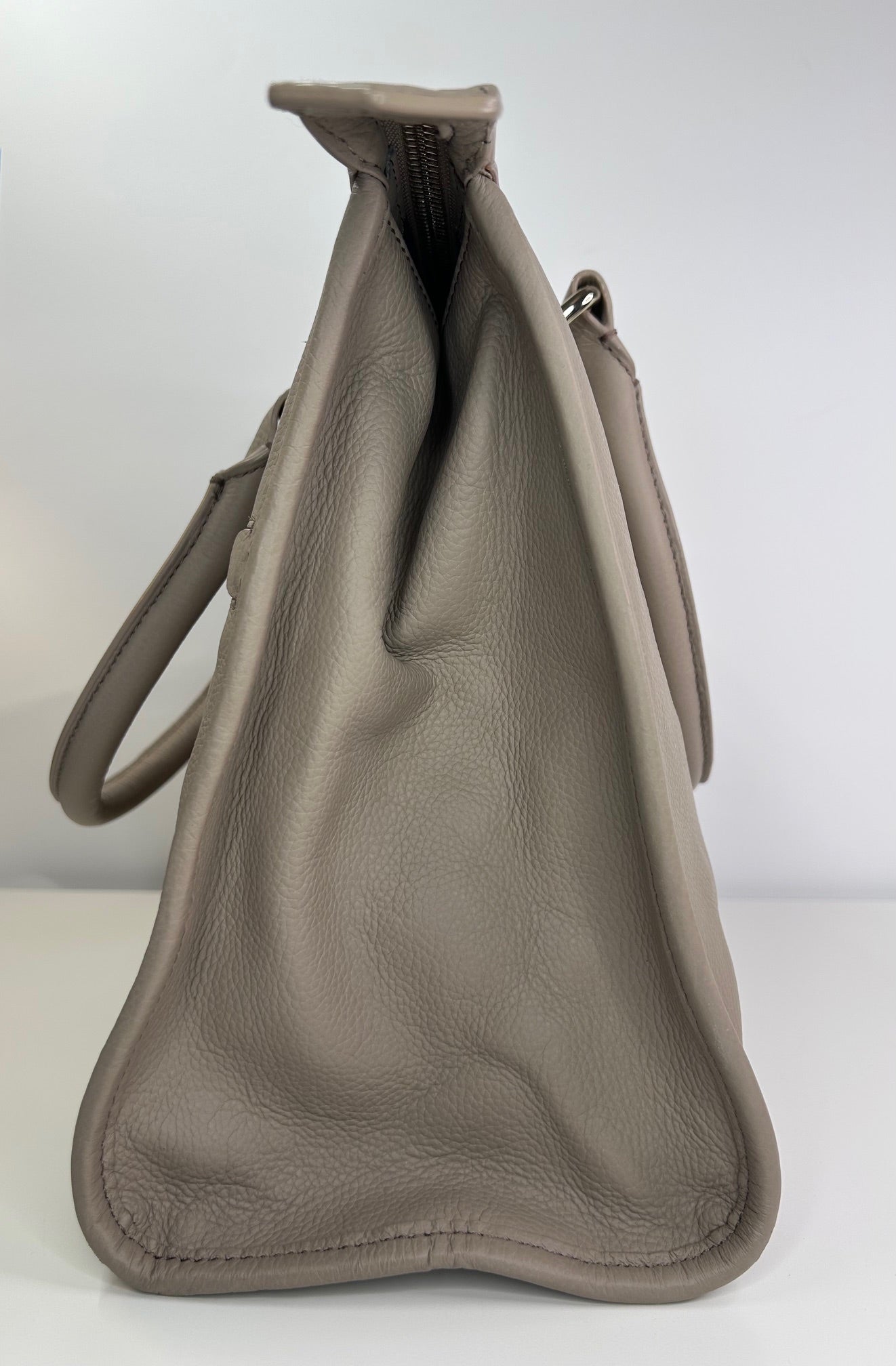Cole Haan Taupe Light Grey Leather Tote Bag Handbag Good Condition
