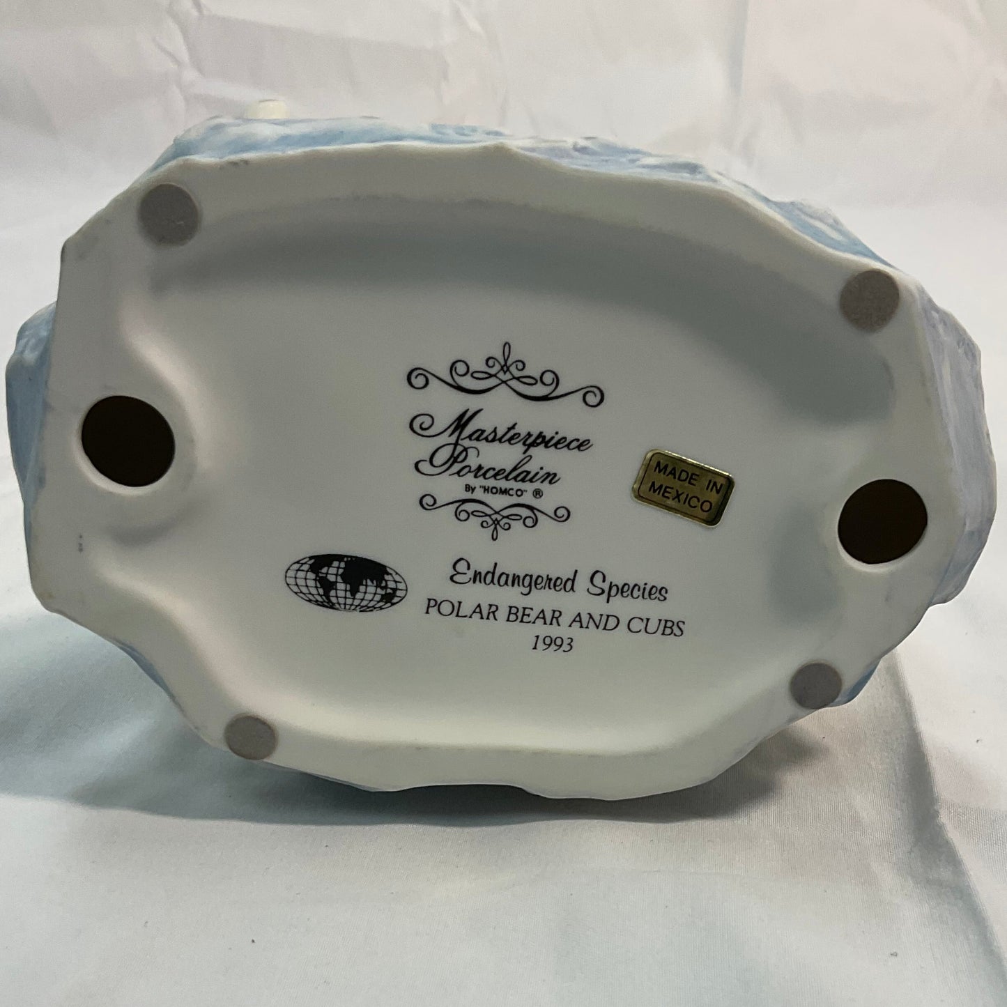 Polar Bear and Cubs Vintage 1993 Masterpiece Porcelain Homco Endangered Species Series