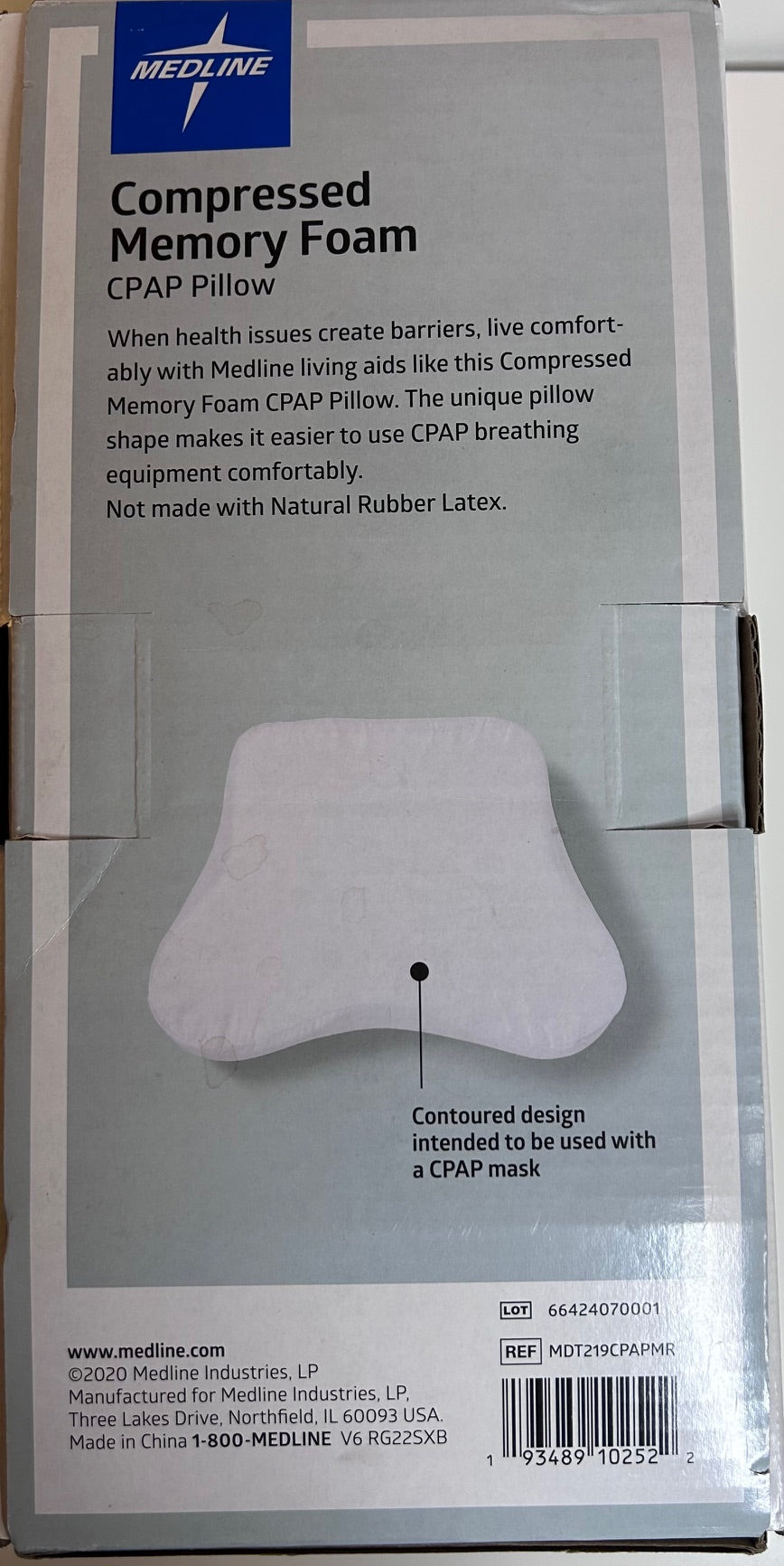 Medline CPAP Compressed Memory Foam Pillow New in Box