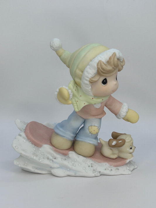 Precious Moments Vintage 2000 There's Sno-Boredom With You Porcelain Figurine Original Box