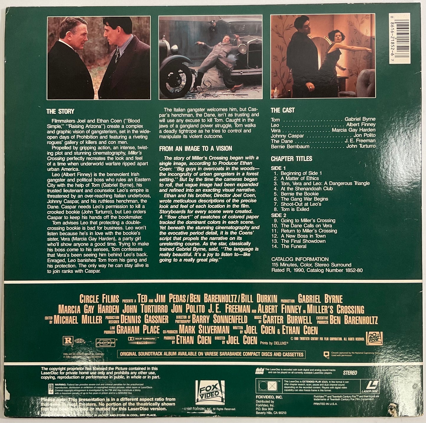 Miller’s Crossing 1991 Twentieth Century Fox Laser Disc Movie