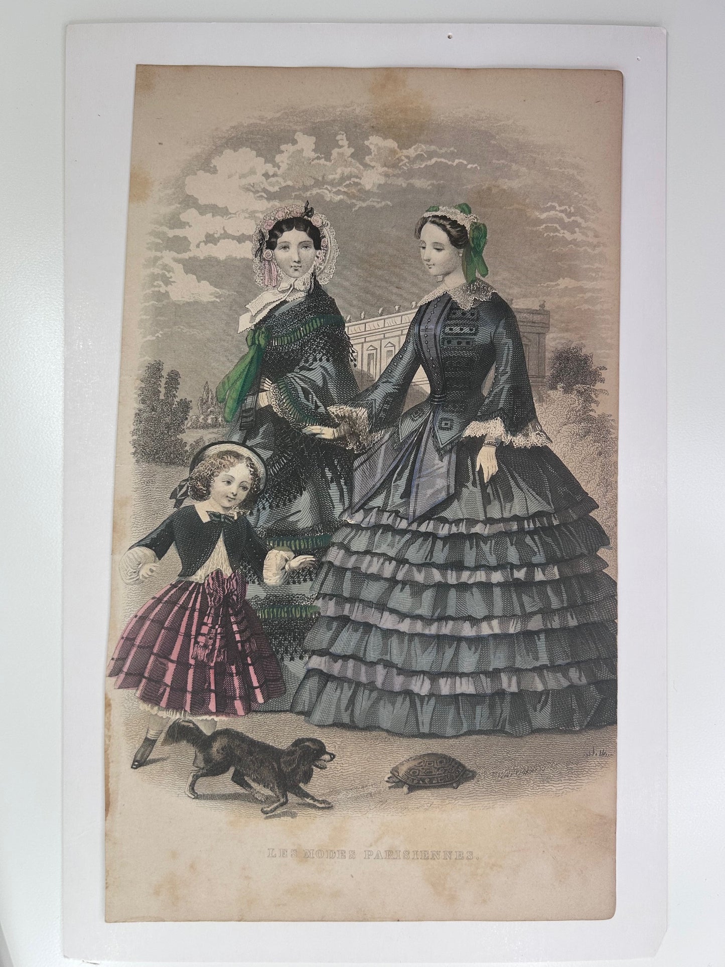 Les Modes Parisiennes Vintage Antique December 1850 Magazine Print Ad