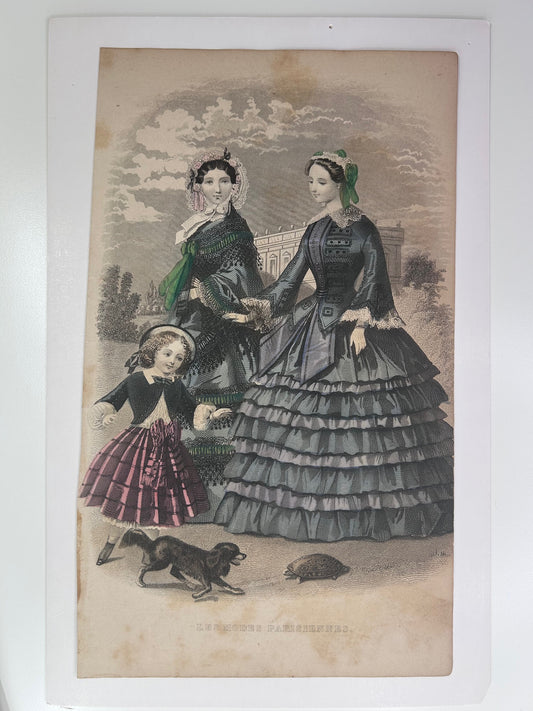 Les Modes Parisiennes Vintage Antique December 1850 Magazine Print Ad