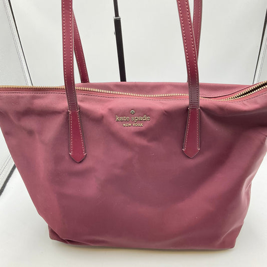 Kate Spade Large Canvas Reddish Burgundy Tote Handbag Purse