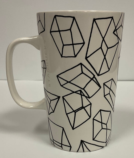 Starbucks Green Dot Collection Mug 2014 Geometric Cubes Ceramic
