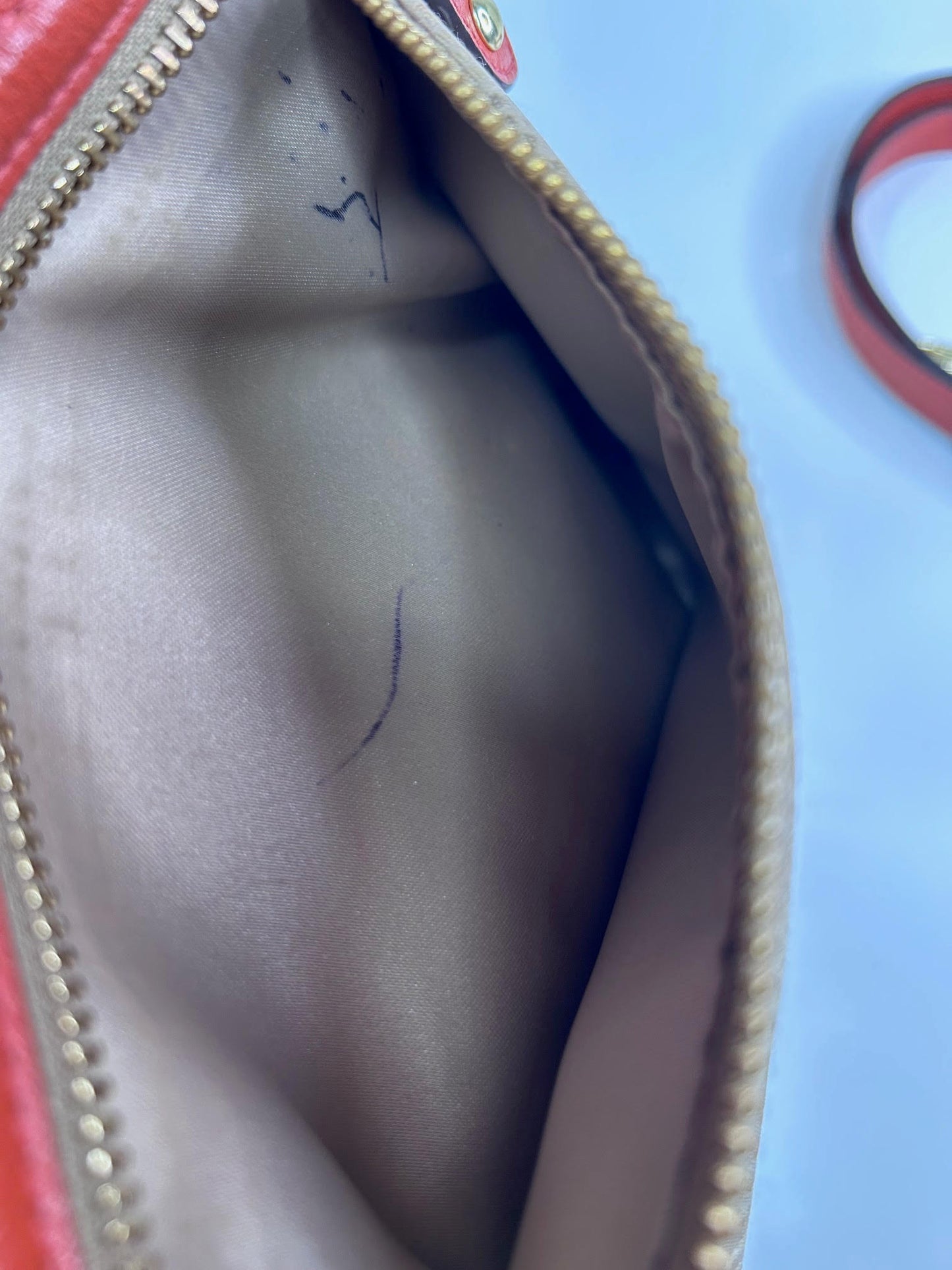 Coach Ashley Op Art Dotted Shoulder Bag Tan with Orange/Salmon Leather Accent