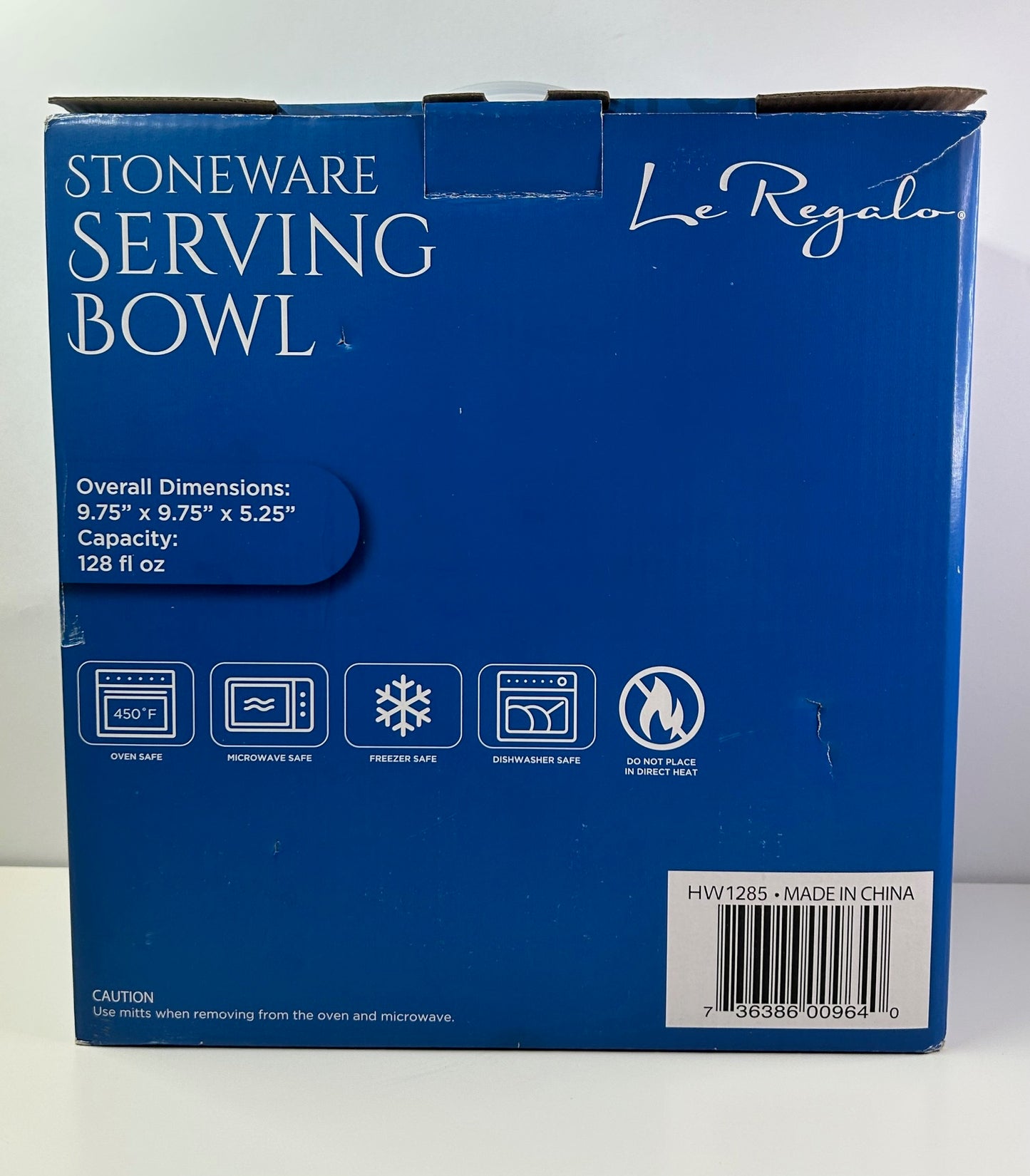 Le Regalo Stoneware Off White & Blue Oven to Table Serving Bowl New in Box