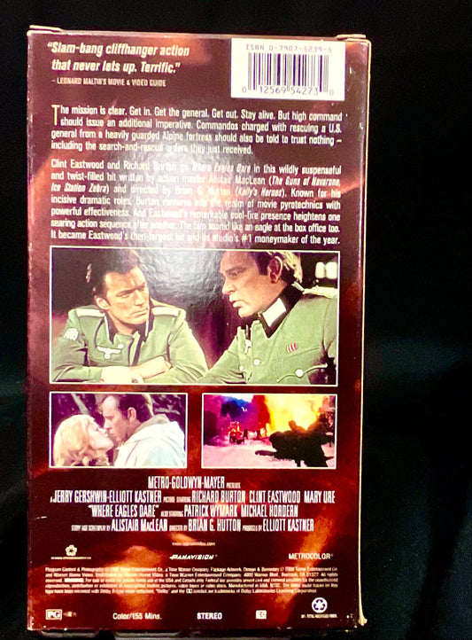 Where Eagles Dare Vintage 1968 VHS Video Tape Movie Clint Eastwood Collection Pre-Owned Film