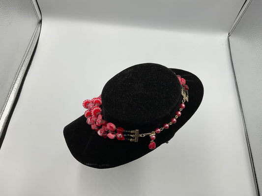 Red/Pink Bead & Stone Necklace