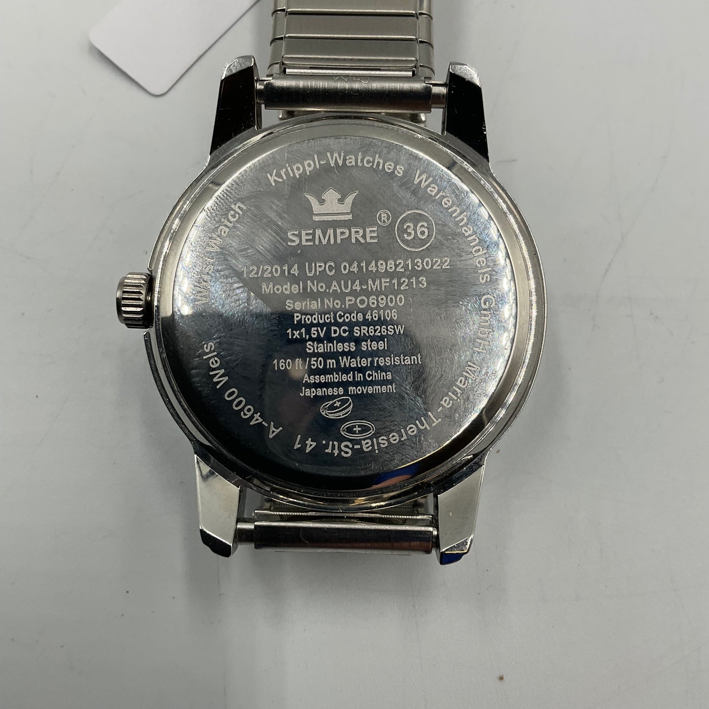 Sempre Silvertone Stainless Steel Quartz Watch New Battery Working Condition