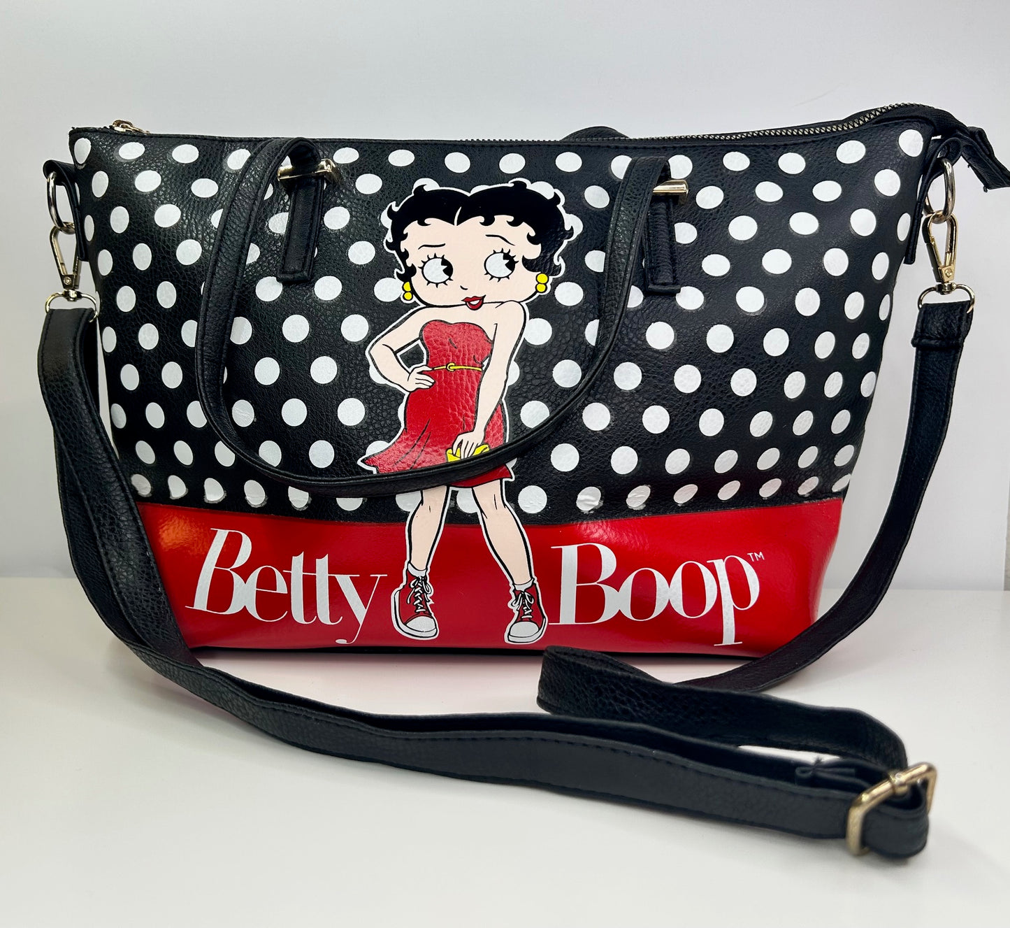 Betty Boop Handbag Black and Red Vegan Leather