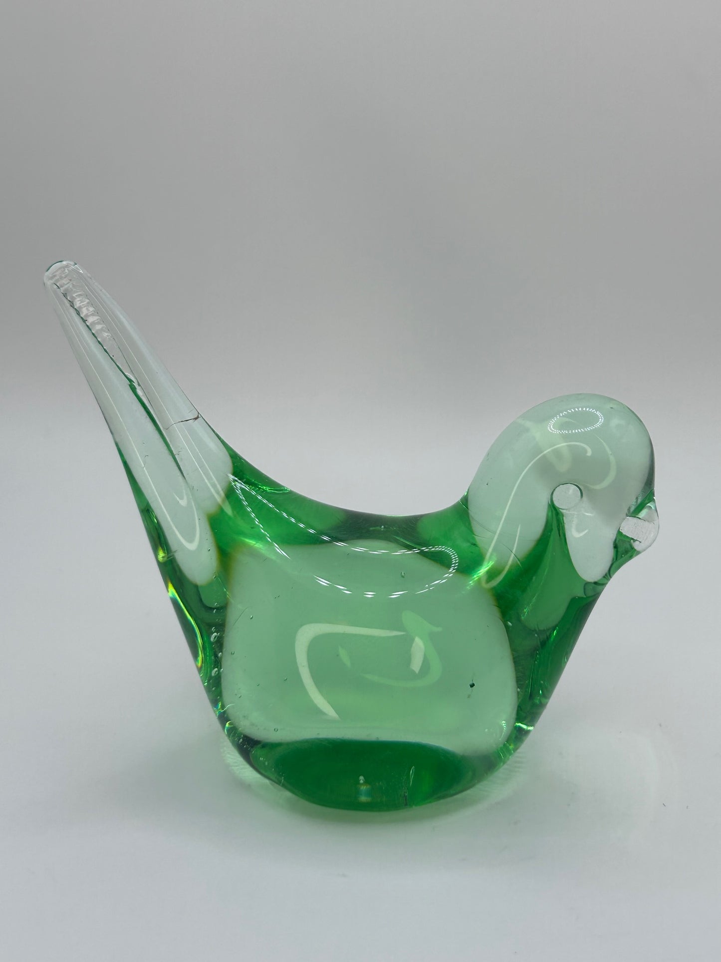 Light Green Handmade Glass Bird Art Figurine