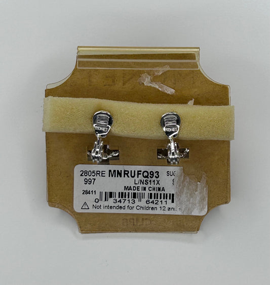 Monet Silvertone Faux Diamond Crystal Rhinestone Cluster Clips Earrings New